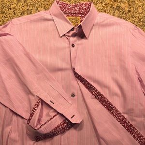 Cremieux men’s button down shirt. Pink pinstripes